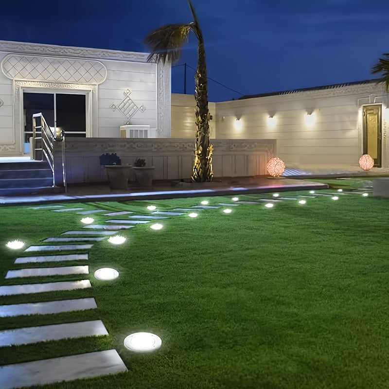 4/8/10/12 piezas de luces solares de disco, luces solares para jardín, 8 luces LED mejoradas para exteriores, luces de paisaje IP65 para caminos, patios, terrazas, césped, patios, senderos