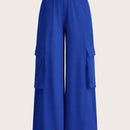 Slayr pantalones casuales de trabajo de estilo ancho con bolsillos y estampado floral gris para mujeres-c
