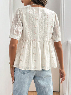 Frenchy Camisa de mujer con estampado floral y lazo delantero