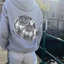 Ezwear sudadera de forro polar con estampado de bola disco para mujer