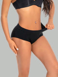 1 pieza bragas de alto de cintura absorbentes y a prueba de fugas en color negro para mujeres, ropa interior menstrual con ajuste elastico y comodo