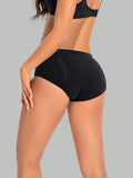 1 pieza bragas de alto de cintura absorbentes y a prueba de fugas en color negro para mujeres, ropa interior menstrual con ajuste elastico y comodo