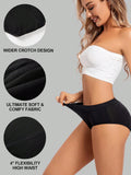 1 pieza bragas de alto de cintura absorbentes y a prueba de fugas en color negro para mujeres, ropa interior menstrual con ajuste elastico y comodo