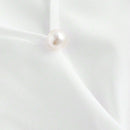 Camisa elegante de moda suave para mujer con cuello blanco, mangas abullonadas de largo completo, cruzada con lazo de cinta y lazo de lazo, blusa