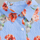 Camisa de moda estampada de manga larga con botones para mujer, adecuada para vacaciones en la playa en verano