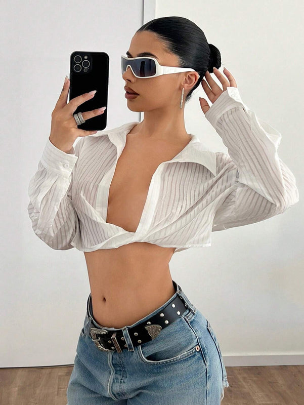 Conjunto de salida de mujer para otono Y2K, cardigan a rayas de manga larga sexy y retorcido como ropa de dormir, uso casual diario