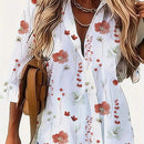 Camisa de mujer de manga larga con cuello abotonado estampada con flores