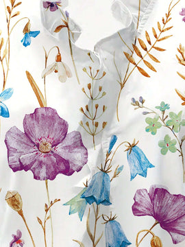 Camisa casual de manga corta simple para mujer con estampado de flores