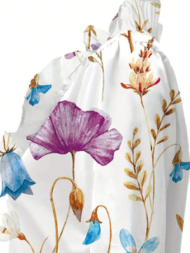 Camisa casual de manga corta simple para mujer con estampado de flores