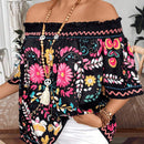Blusa fruncida de ajuste holgado con estampado floral