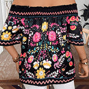 Blusa fruncida de ajuste holgado con estampado floral