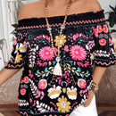 Blusa fruncida de ajuste holgado con estampado floral