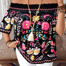 Blusa fruncida de ajuste holgado con estampado floral