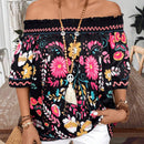 Blusa fruncida de ajuste holgado con estampado floral