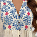 Blusa Casual con estampado de vacaciones y cuello en V para Mujer
