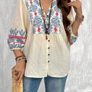 Blusa Casual con estampado de vacaciones y cuello en V para Mujer
