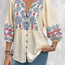 Blusa Casual con estampado de vacaciones y cuello en V para Mujer