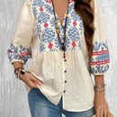 Blusa Casual con estampado de vacaciones y cuello en V para Mujer
