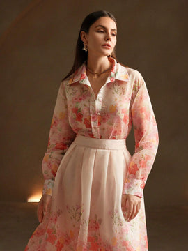 Anewsta Camisa larga de flores con mangas largas para vacaciones en la playa