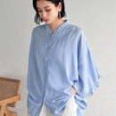 FRIFUL Blusa de encaje plisada con mangas murcielago y botones frontales para mujer, uso casual y diario