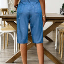Lune pantalon capri de mujer efecto denim con revestimiento plateado