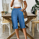 Lune pantalon capri de mujer efecto denim con revestimiento plateado