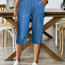 Lune pantalon capri de mujer efecto denim con revestimiento plateado