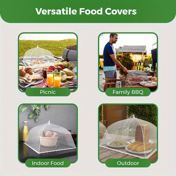 Cubierta de comida de malla blanca, protector de mesa plegable para picnic, gran mantel impermeable a la polvo, herramienta versátil para restaurante y cocina, camión de comida, decoración de Eid Mubarak, equipo de servicio de comida, vajilla para buffet