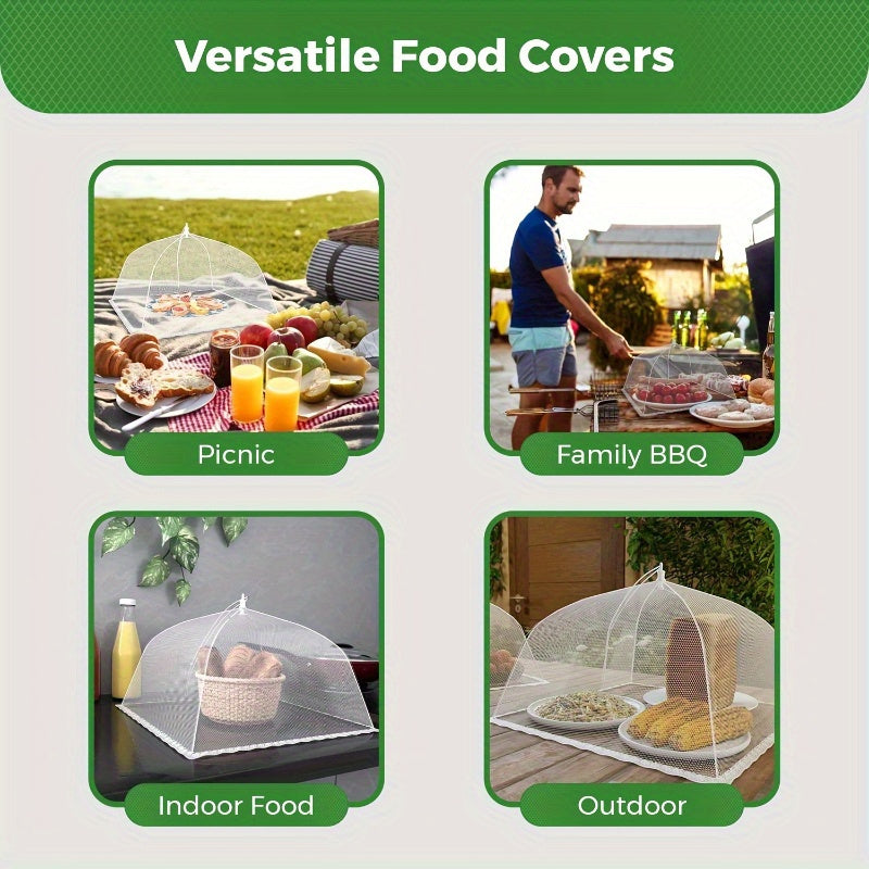 Cubierta de comida de malla blanca, protector de mesa plegable para picnic, gran mantel impermeable a la polvo, herramienta versátil para restaurante y cocina, camión de comida, decoración de Eid Mubarak, equipo de servicio de comida, vajilla para buffet