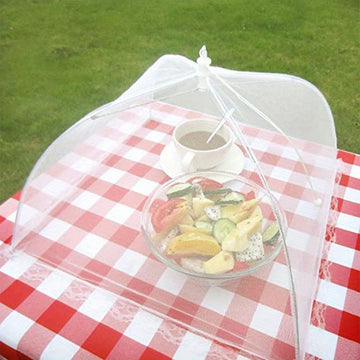 Cubierta de comida de malla blanca, protector de mesa plegable para picnic, gran mantel impermeable a la polvo, herramienta versátil para restaurante y cocina, camión de comida, decoración de Eid Mubarak, equipo de servicio de comida, vajilla para buffet