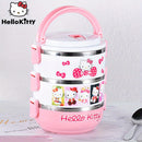 1pc Fiambrera de Tres Capas Hello Kitty, Caja Bento Aislada y Dividida, Vajilla Portátil para Oficina, Escuela y Picnics al Aire Libre