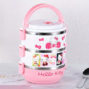 1pc Fiambrera de Tres Capas Hello Kitty, Caja Bento Aislada y Dividida, Vajilla Portátil para Oficina, Escuela y Picnics al Aire Libre