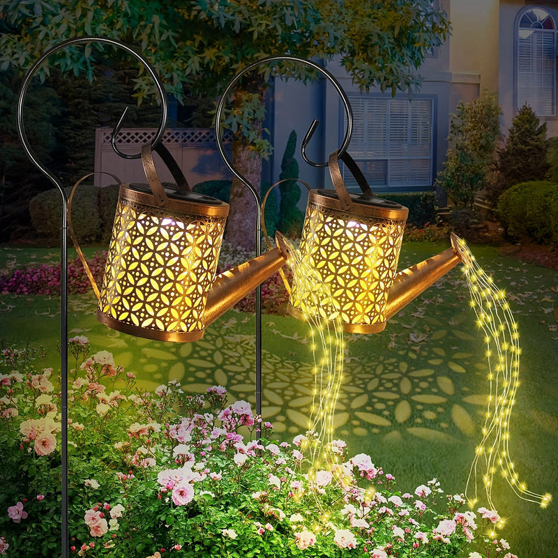 1pc, Luz de Hadas Solar, Lámpara de Riego, Luz de Tetera, Luz de Tierra, Luz de Cascada,, Adecuada para Patio, Césped, Camino, Boda, Fiesta, Decoración de Jardín, Regalo, Pascua, Ramadán, Día de la Independencia, Día de San Patricio