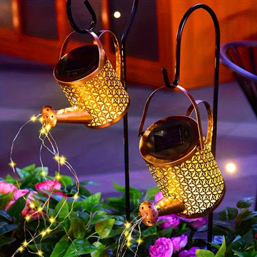 1pc, Luz de Hadas Solar, Lámpara de Riego, Luz de Tetera, Luz de Tierra, Luz de Cascada,, Adecuada para Patio, Césped, Camino, Boda, Fiesta, Decoración de Jardín, Regalo, Pascua, Ramadán, Día de la Independencia, Día de San Patricio