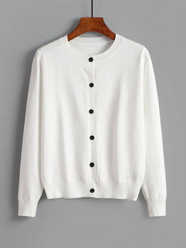 Essnce cardigan suelto y casual de mujer de un solo abotonado, de color liso, manga larga, para otono/invierno