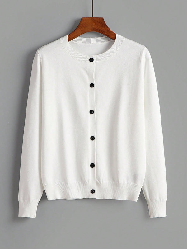 Essnce cardigan suelto y casual de mujer de un solo abotonado, de color liso, manga larga, para otono/invierno