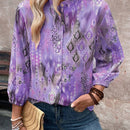 Camisa casual retro con estampado aleatorio para vacaciones