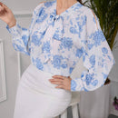 Camisa informal de manga larga estampada para mujer, para uso diario