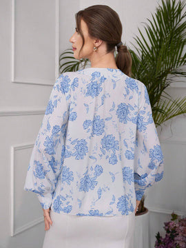 Camisa informal de manga larga estampada para mujer, para uso diario