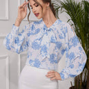 Camisa informal de manga larga estampada para mujer, para uso diario