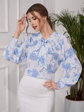 Camisa informal de manga larga estampada para mujer, para uso diario