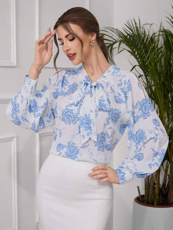 Camisa informal de manga larga estampada para mujer, para uso diario