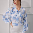 Camisa informal de manga larga estampada para mujer, para uso diario