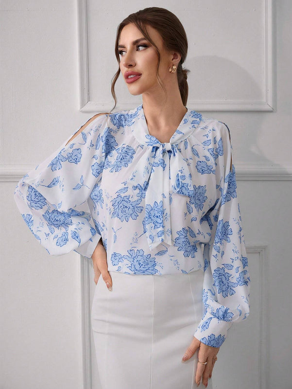 Camisa informal de manga larga estampada para mujer, para uso diario