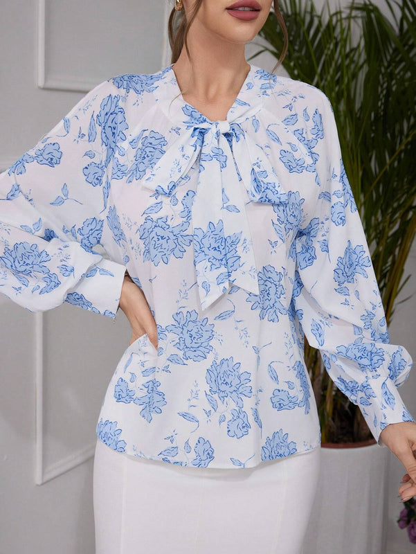 Camisa informal de manga larga estampada para mujer, para uso diario