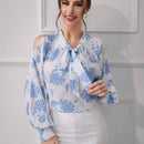 Camisa informal de manga larga estampada para mujer, para uso diario