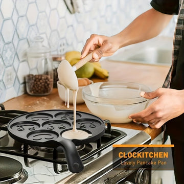 Plancha Antiadherente de 7 Agujeros Fácil de Limpiar - Ideal para Mini Panqueques y Huevos, Perfecta para Cocina en Casa y Aventuras al Aire Libre