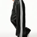 Coolane pantalones anchos con cinta lateral de piel de pu, adecuados para todas las temporadas