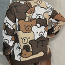 Slayr cardigan de punto con bloque de color y letras de estilo minimalista y casual