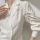 Camisa de manga larga de unicolor para mujer, sencilla y adecuada para uso diario